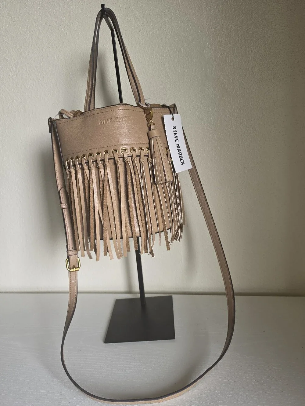 Steve Madden Latte Fringe Bucket Bag Crossbody NWT